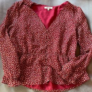 Madewell maroon floral blouse size medium